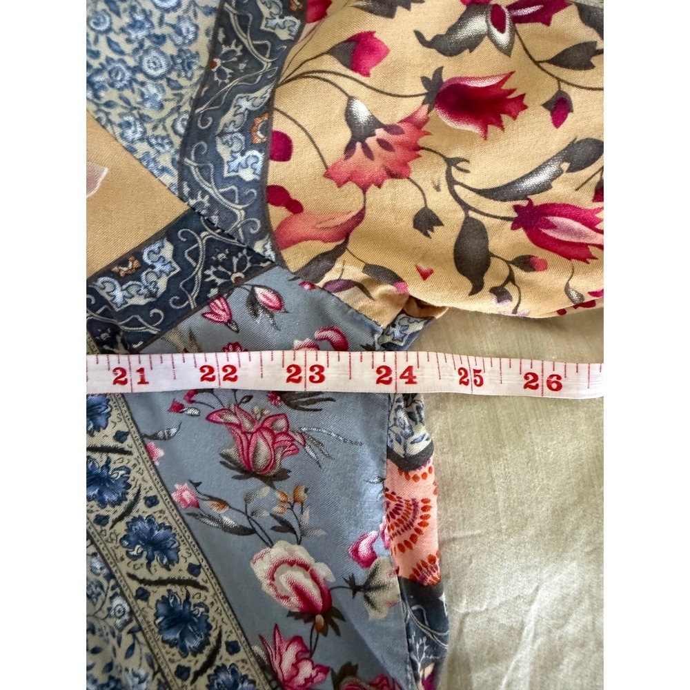 Christian Siriano Patchwork Floral Boho Blouse Women's Button Front Romantic Top - Picture 5 of 8